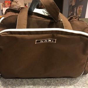 Be Prepared Diaper Bag in Brown/light blue trim